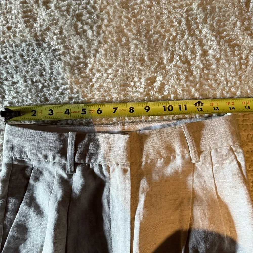 Aritzia Effortless Natural Ecru Linen Trousers size 6